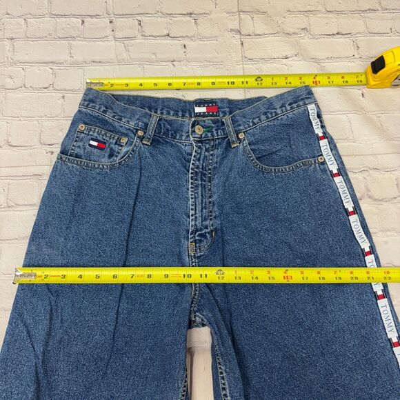 Vintage Tommy Hilfiger Men Jean Denim Shorts Size 32 Baggy Y2K Utility C025 -4 - Picture 2 of 16